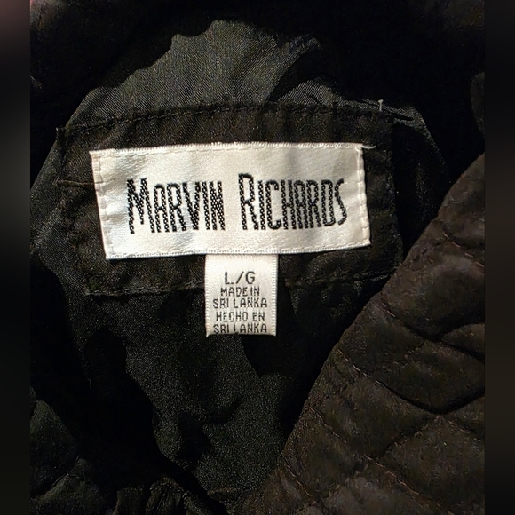 MARVIN RICHARDS Vintage Quilted Black Button Jacket Size Large - Picture 7 of 7